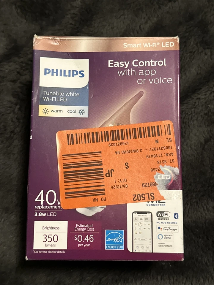 Philips Smart Wi-Fi BA11 Edison LED Bulb 40W Eq, 350 Lumens, 1-Pack, Open Box - Image 3 of 4