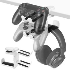 Geekria Gaming Headset Controller Hook Stand 3-in-1, Under-Desk Headphone Holder