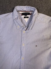 Tommy Hilfiger The Flex Regular Fit Mens XL Blue White Striped Long Sleeve Shirt