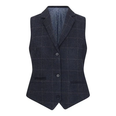 Damen Marineblau Geschneidert Tweed Förmliche Weste Wolle Klassisch 1920s - Bild 1 von 4