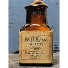 NEPHRITIN Tablets SAMPLE Antique Bottle Corked Contents