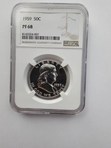 SILVER 1959 PF68 FRANKLIN HALF DOLLAR GRADED NGC 50C P MINT 90% AG COIN