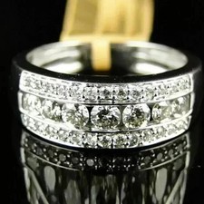 3Ct Round Cut White Moissanite Men's Wedding Band Ring 14k White Gold Plated