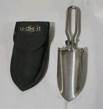 U-Dig-It Folding Hand Camping Garden Prospecting Shovel With Sheath Made In USA 