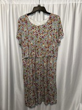 J Jill Dress Womens Size M Flowers Rayon Pockets Short Sleeve Relaxed Soft