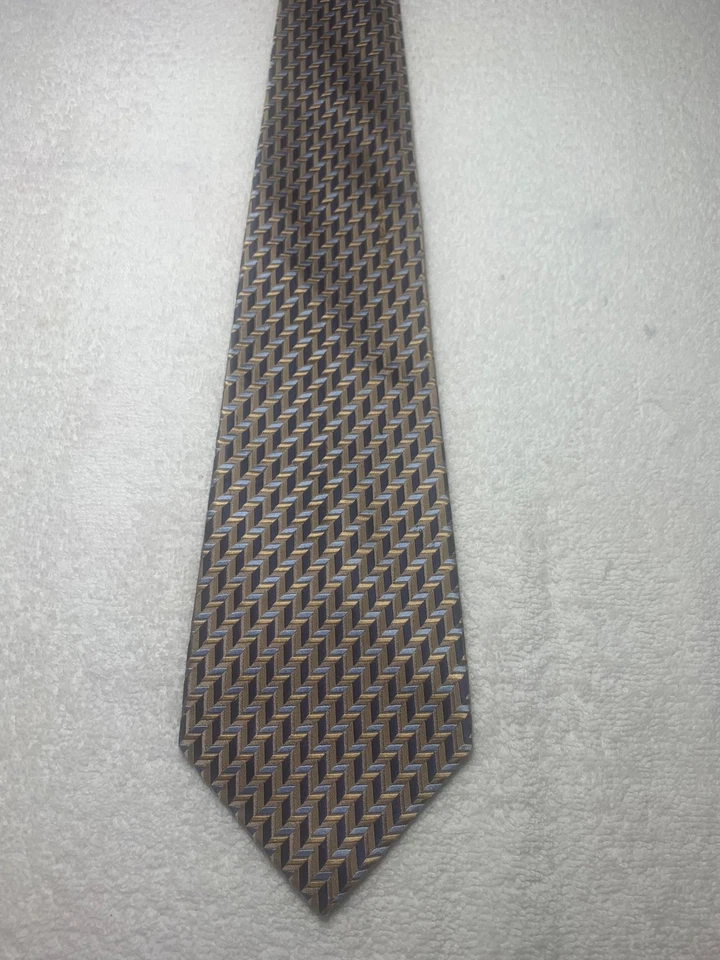 Gravata masculina GEOFFREY BEENE AZUL MARROM OURO AZUL MARINHO 4 X 59 - Imagem 2 de 4