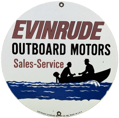 #ad #ad VINTAGE EVINRUDE OUTBOARDS PORCELAIN DEALERSHIP SIGN SALES SERVICE MOTOR OIL GAS $121.71