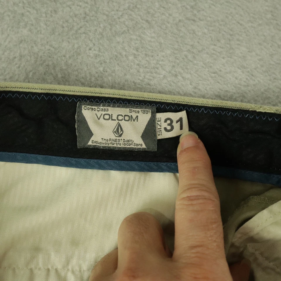 Volcom Shorts Mens 31 Frickin Stripe Chino Tech Pocket Casual Flat Front Beige - Image 4 of 4