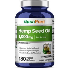 NusaPure Hemp Oil 1,000mg Per Serving, 180 Veggie 180 Count Pack of 1 