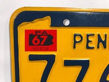 1967 Pennsylvania License Plate Registration Sticker, PA, Classic, Vintage, Tag