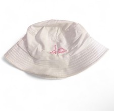 White Pink Dinosaur Embroidered Bucket Hat Canvas Cotton One Size Lightweight