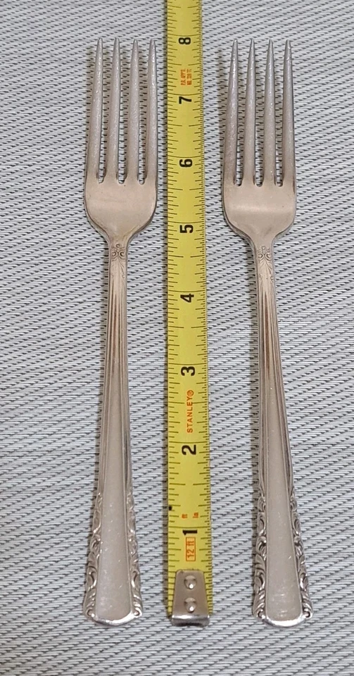 Tenedor de cena 8 piezas May Queen Holmes Edwards con incrustaciones de plata cubiertos cubiertos Foto 2 de 4