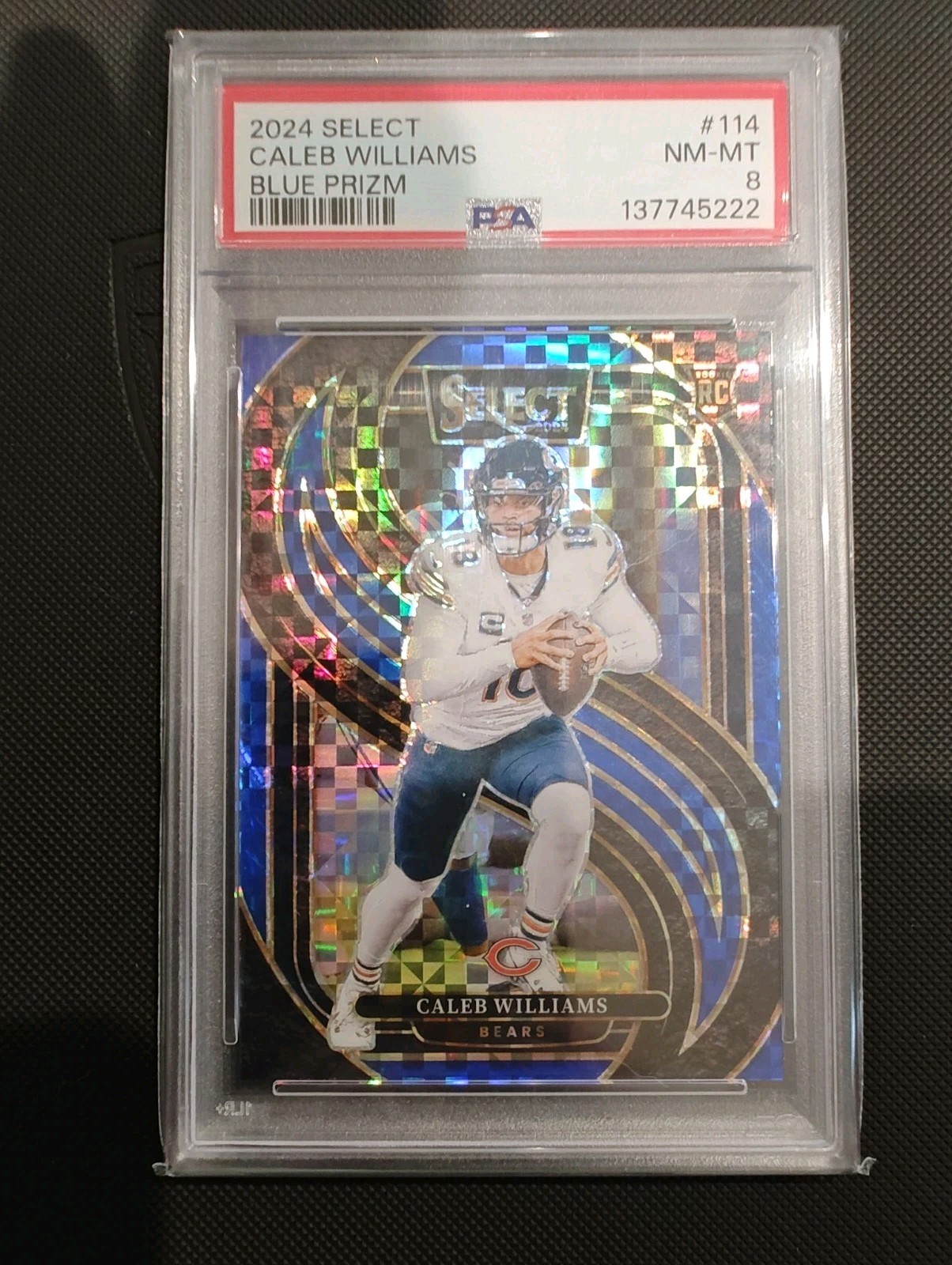 2024 Panini Select Premier Level Caleb Williams #114 Blue Prizm /175 (RC) PSA 8