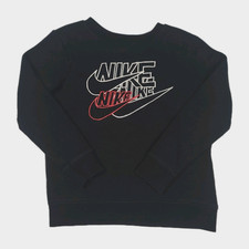 Nike Sweatshirt Youth Boys M 5-6 Yrs Black Fleece Graphic Check Print Logo