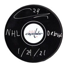 Connor McMichael autographed signed inscribed puck NHL Washington Capitals JSA
