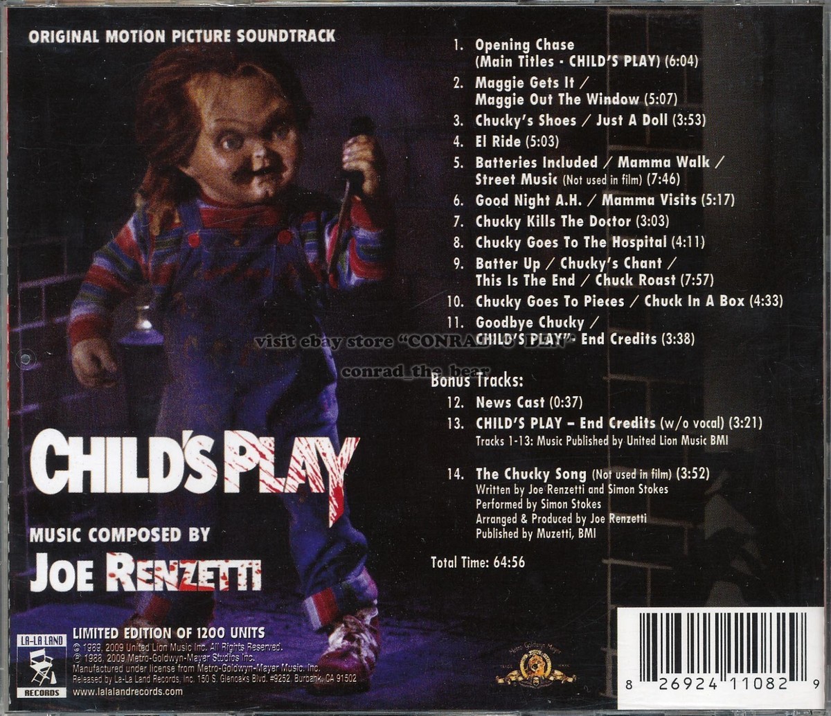 Joe Renzetti Child's Play Limited Edition Soundtrack Score OOP