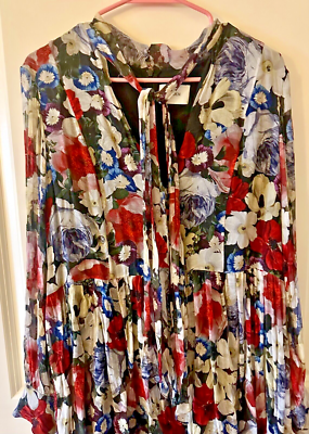 open lace back dress Erdem Silk Floral Print Dress, Small  Ian Drummond Vintage