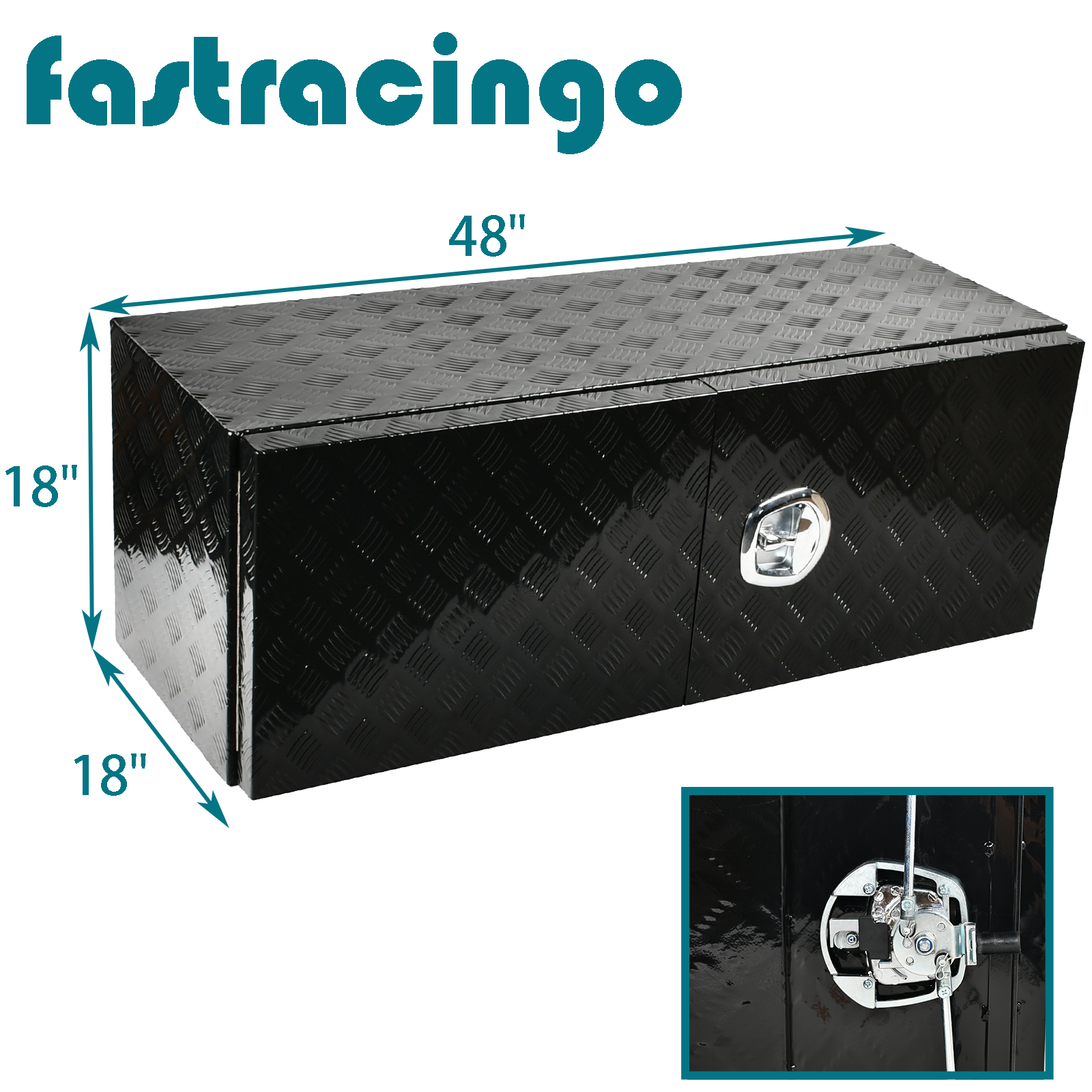 48x18x18 Aluminum Pickup Truck Bed Tool Box Storage with Barn Door & Lock