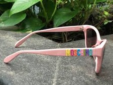 MOSCHINO BARBIE PINK LOGO LETTERS ITALIAN CAT EYE OVERSIZE MIRROR SUNGLASSES