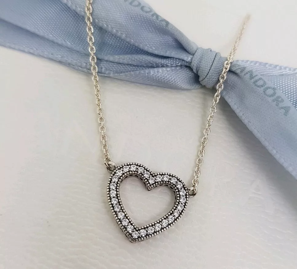 Authentic Pandora Loving Hearts of Pandora CZ Heart Necklace 590534CZ NEW