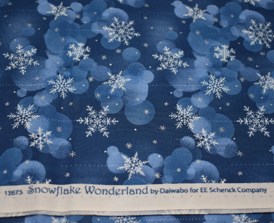 1 yarda x 42" COPO DE NIEVE WONDERLAND daiwabo EE SCHENCK COMPANY tela de algodón azul Foto 2 de 3