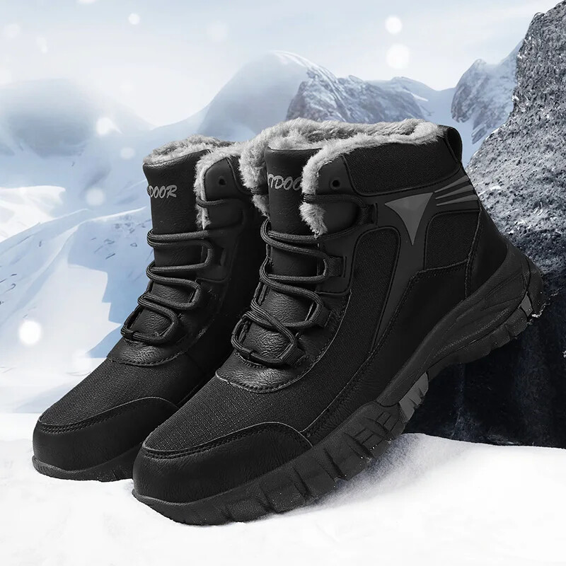 Men's Platform Ankle Boots Anti Slip Keep Warm Snow Boots Waterproof Work  Shoes
