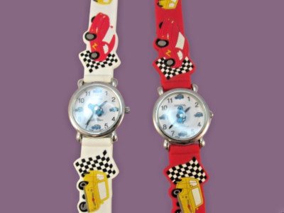 Geneva Kids Analog Watches with Race Car Design & Silicone Bands - Set Of 2