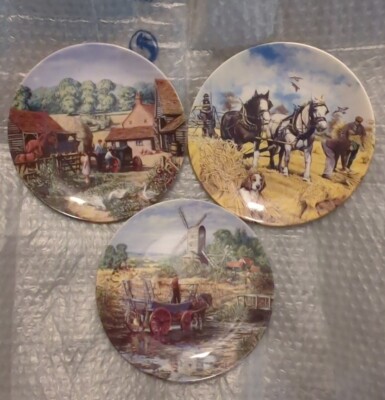 3x Danbury Mint Farm Szene Teller