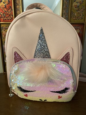 unicorn faux fur mini backpack