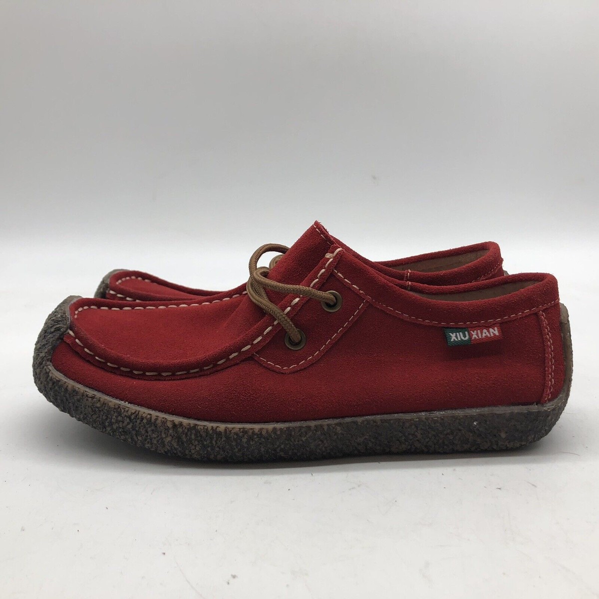Xiuxian Suede Moc Toe Lace Up Casual Shoes Brown Unisex EU 42 Men 9 Women 10.5 Xiu Xian Shoes Mens 44 Casual Moc Toe Loafer Blue Suede  main image 3