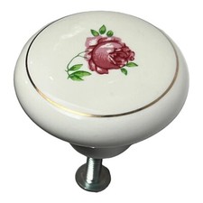 5 Vintage Ceramic Porcelain Floral Drawer Pulls Knobs Excellent Used Condition