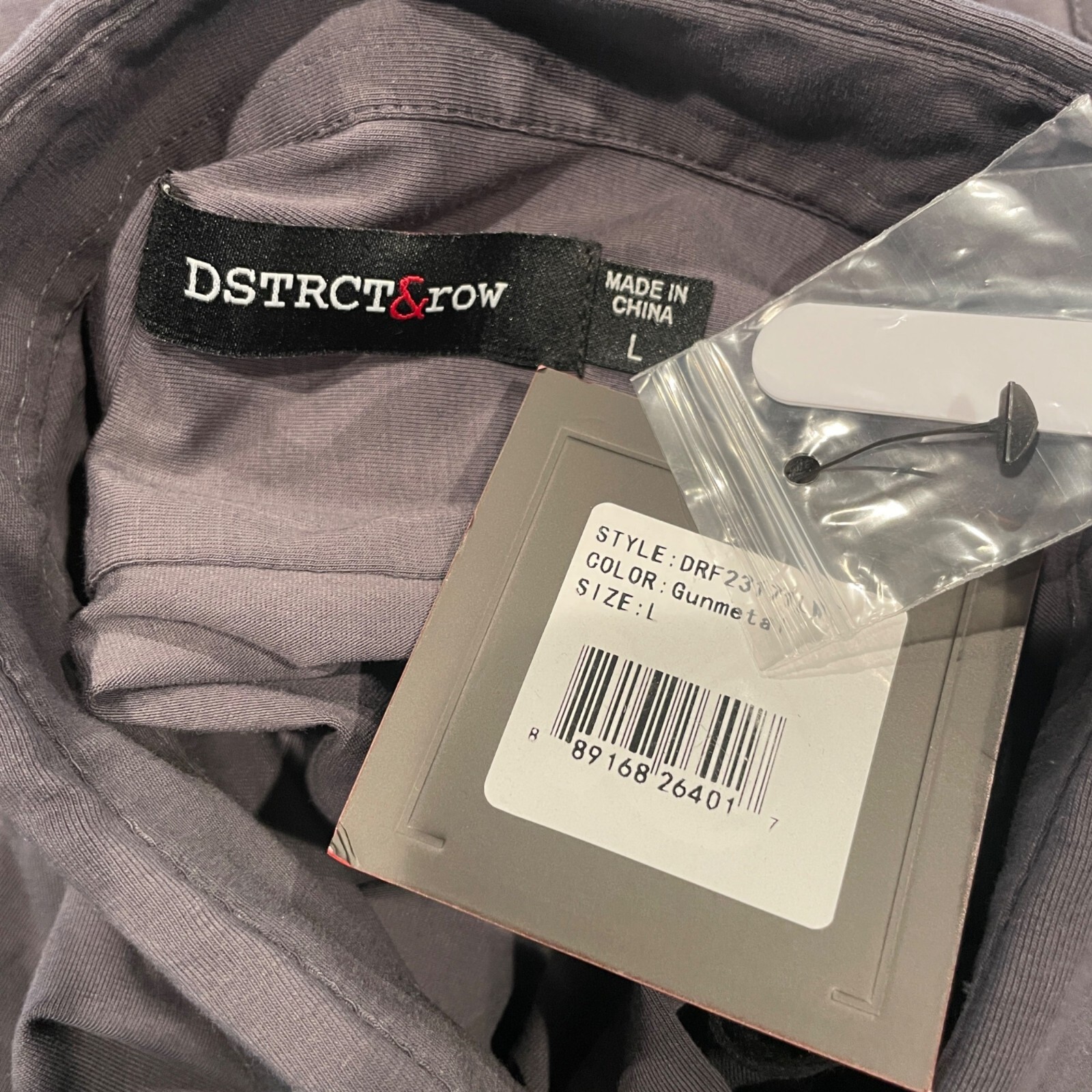 FILA Camicia elegante uomo Dstrct & Row nuova con etichetta taglia L elasticizzata grigio canna di fucile LS abbottonata