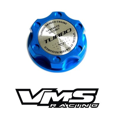 #ad VMS RACING ENGINE OIL FILLER CAP TURBO LOGO BILLET FOR SUBARU MOTOR BLUE $24.95