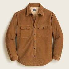  168 NWT J. Crew Camel men's L Sherpa Lined stretch Corduroy work shirt Jacket