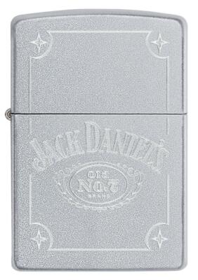 Zippo Satin Chrome Lighter With Engraved Jack Daniels Logo, 49653