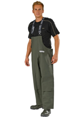 OCEAN strapazierfähige Latzhose mit Kniepolstertaschen olivgrün SMALL