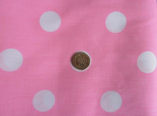 Polka Dots weiß Print Punkte Kleid Patchwork Quilten Polycotton rosa Stoff -M