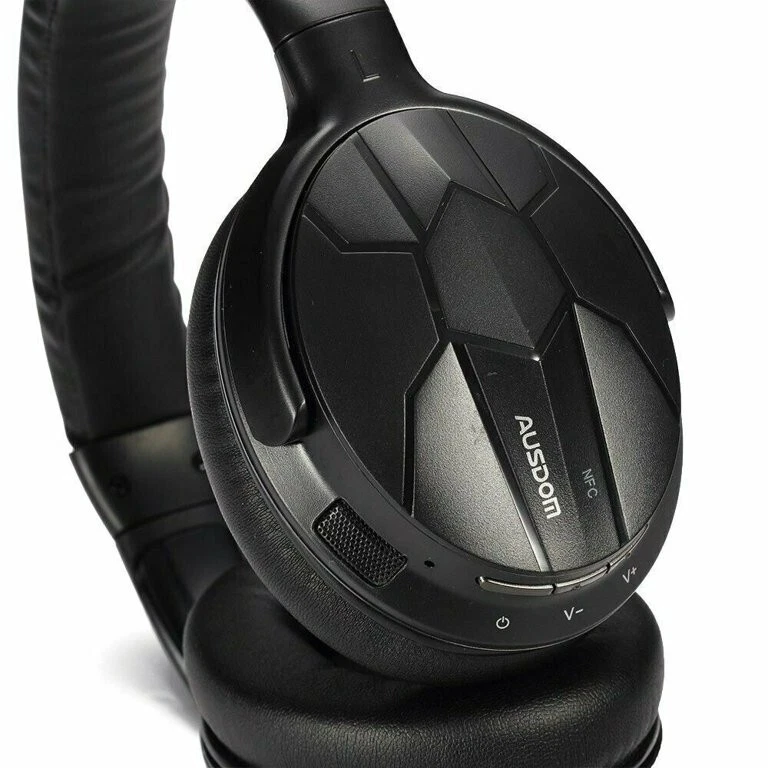 AUSDOM M04S NFC Wireless Bluetooth 4.0 Headphones Built-in Microphone Black-Red - Image 2 of 4