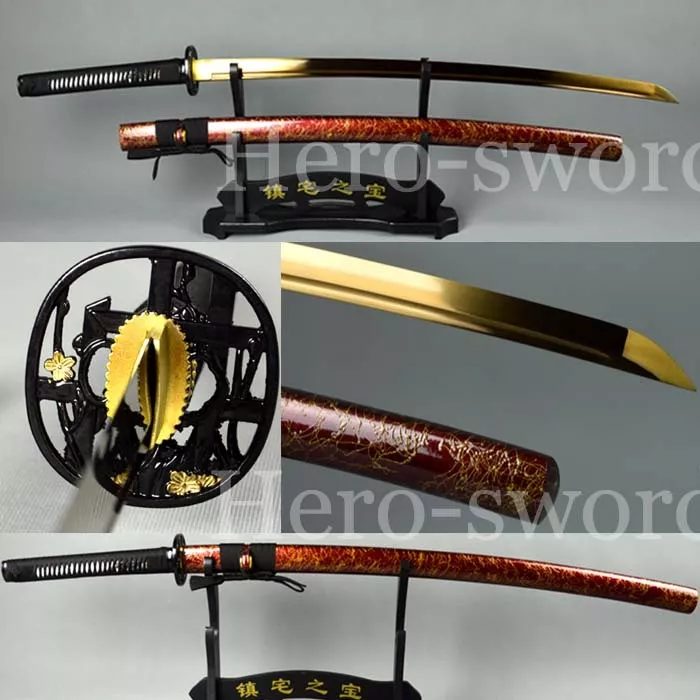 Handmade Muramasa Japanese samurai sword Full Tang Gold Blade Katana  Sharpened