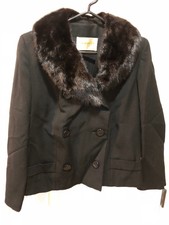 Lou Fritzel's 100% Virgin Wool Black Fur-collared Jacket, Ladies Size Small