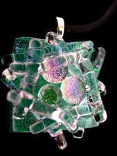 Dichroic Scuptured Fused Glass Pendant / Focal Piece / Handcrafed - TL Gallego 