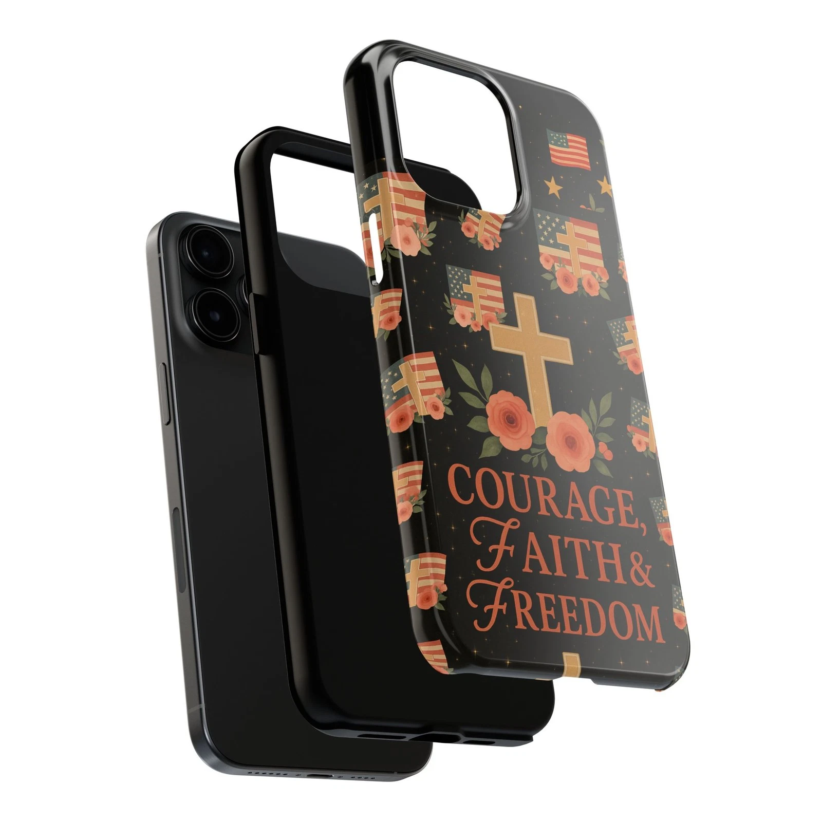 Floral Cross iPhone Case - Heavy Duty Protective Cover