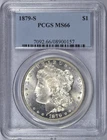 1879-S MORGAN SILVER DOLLAR PCGS MS66 GEM BU LUSTER WHITE