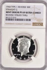 1964 STRAIGHT G Kennedy Half Dollar NGC PF 69 ULTRA CAMEO PR69DCAM Struck Thru