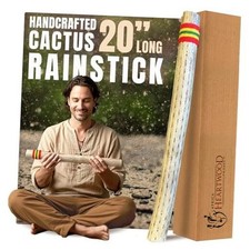 20" Cactus Rainstick from Chile - Authentic Red, Yellow, Green Yarn
