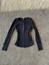 VTG Y2K 00s Aeropostale Ribbed Knit Henley Babydoll Top SZ Large Bella Swan