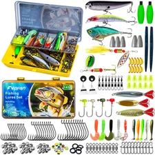 145PCS Fishing Tackle Box Kit with Tackle Included, Fishing Lures, Fishing Hooks