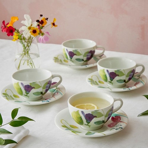 Portmeirion Water Garden Tea Cups & Saucers Set of 4 - Picture 4 of 7