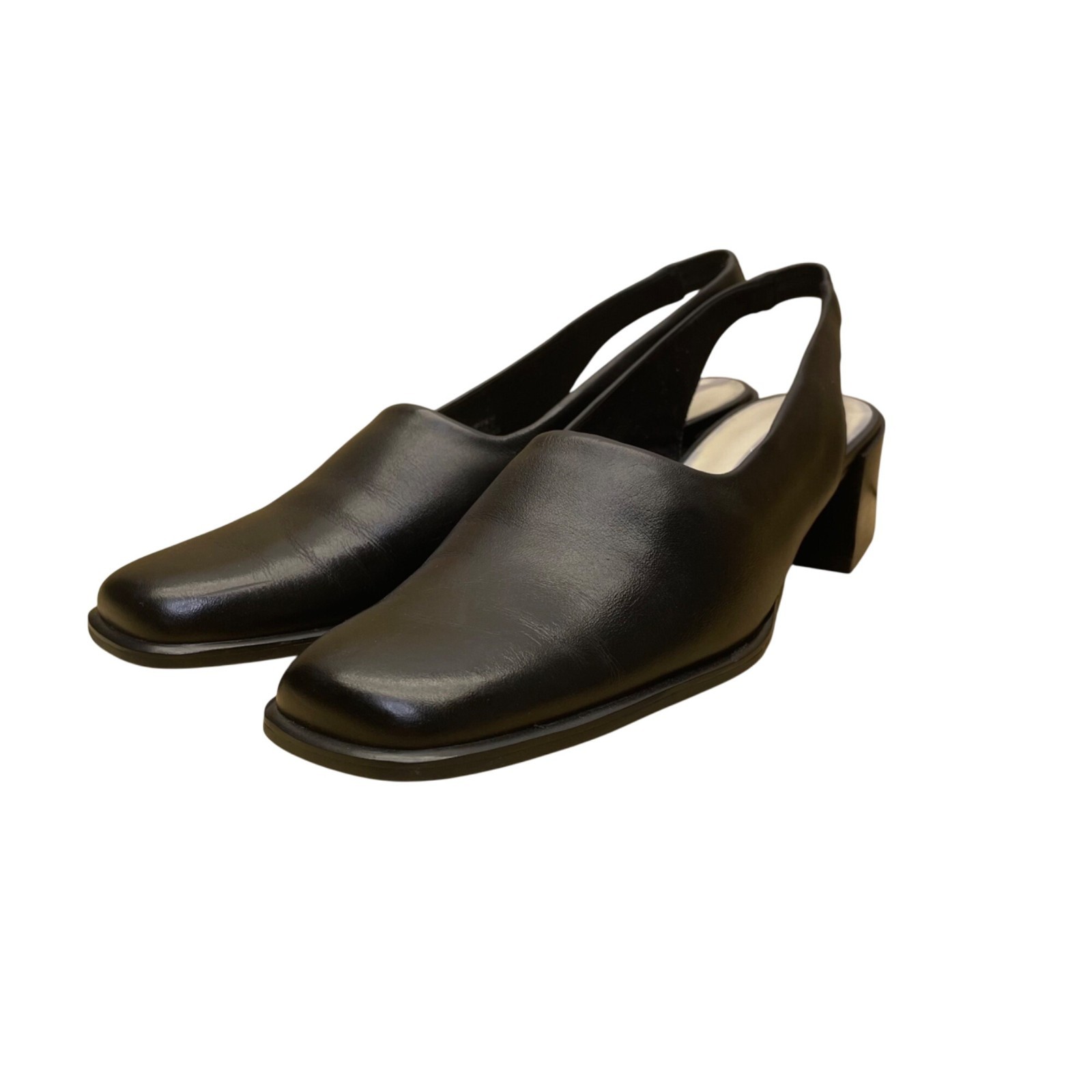 Easy Spirit Women’s Black Leather Slingback Low Block Heel Shoes Size 8.5
