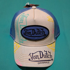 Von Dutch Logo Trucker Hat Cap Blue/White/Yel...